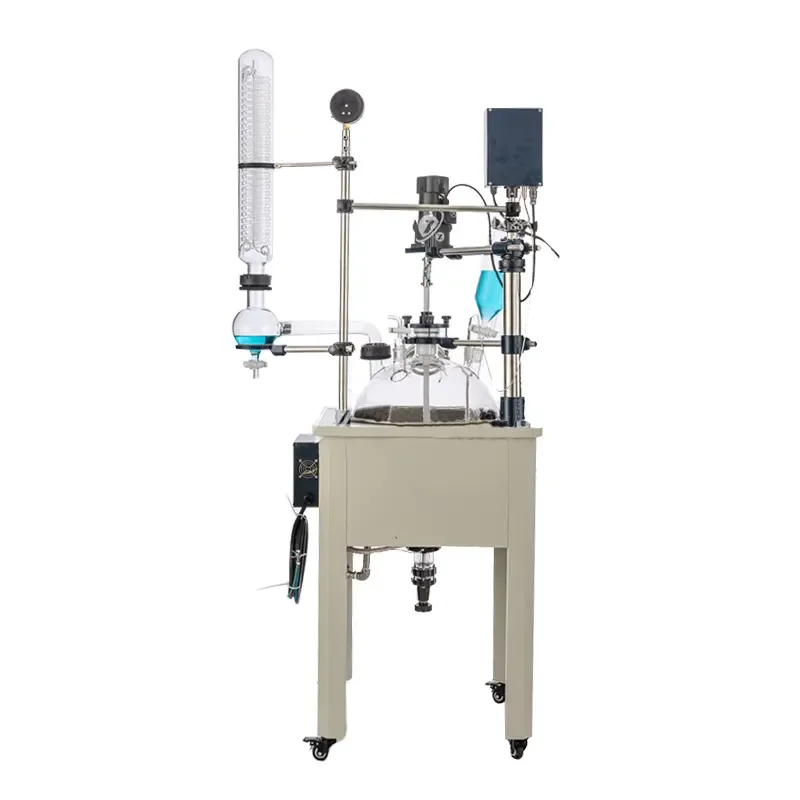 Custom Single Jacketed Glass Reactor 50L 100L Oil Bath Heating Lab Reaction Vessel