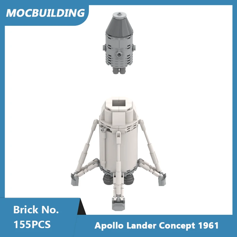 MOC Building Blocks Apollo Lander Concept 1961 1:110 modello in scala mattoni assemblati fai da te serie spaziale giocattoli educativi da collezione