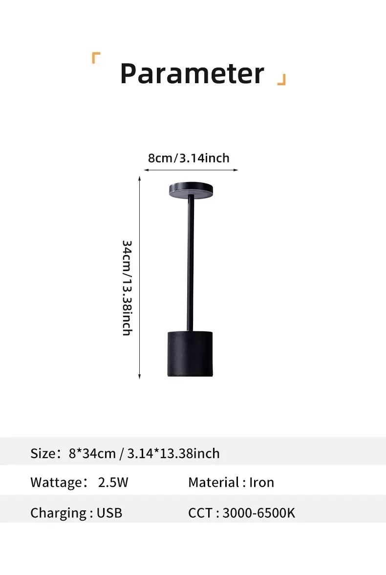 Portable LED Wireless Touch Desk Lamp Rechargeable Table Light 3 Colors Dimmable Bedside Creative Ambient Lamp for Room Decor
