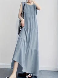 Chic Plus Size Women's Dress - Casual Solid Color with Belt, Round Neck, Short Sleeve, Non-Stretch Polyester - Machine Washable