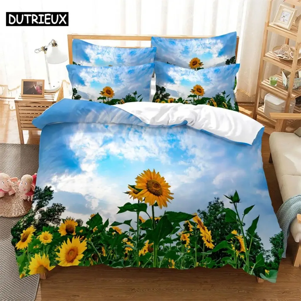 

Sunflowers Bedding Sets 3D Digital Printing Quilt Cover Mario Pattern Bedspread Single Twin Full Queen King Size Bedding