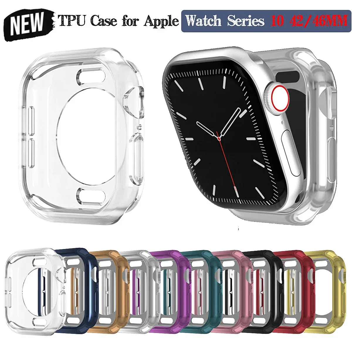 TPU Hollow Case For Apple Watch Series 10 42mm 46mm Samrt Watch Strap Bumper Protective Cover For Iwatch S10 Accessories x Shell