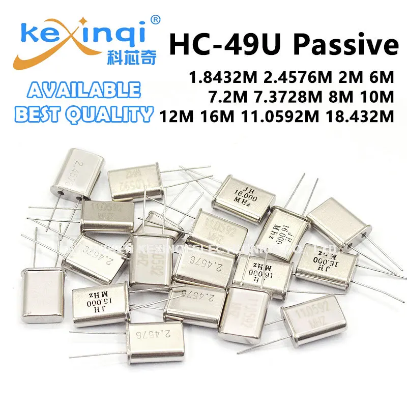 5-20PCS HC-49U 49U Quartz Resonator Passive Crystal Oscillator DIP-2Pin 1.8432M 2.4576M 2M 6M 7.2M 7.3728M 8/10/12/16/11.0592MHz