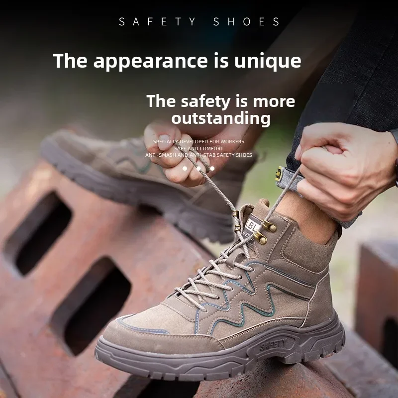 DurableNew Labor Insurance Shoes Men's Smash-proof And Puncture-proof Steel Bag Head Winter Velvet Warm Knight Boots