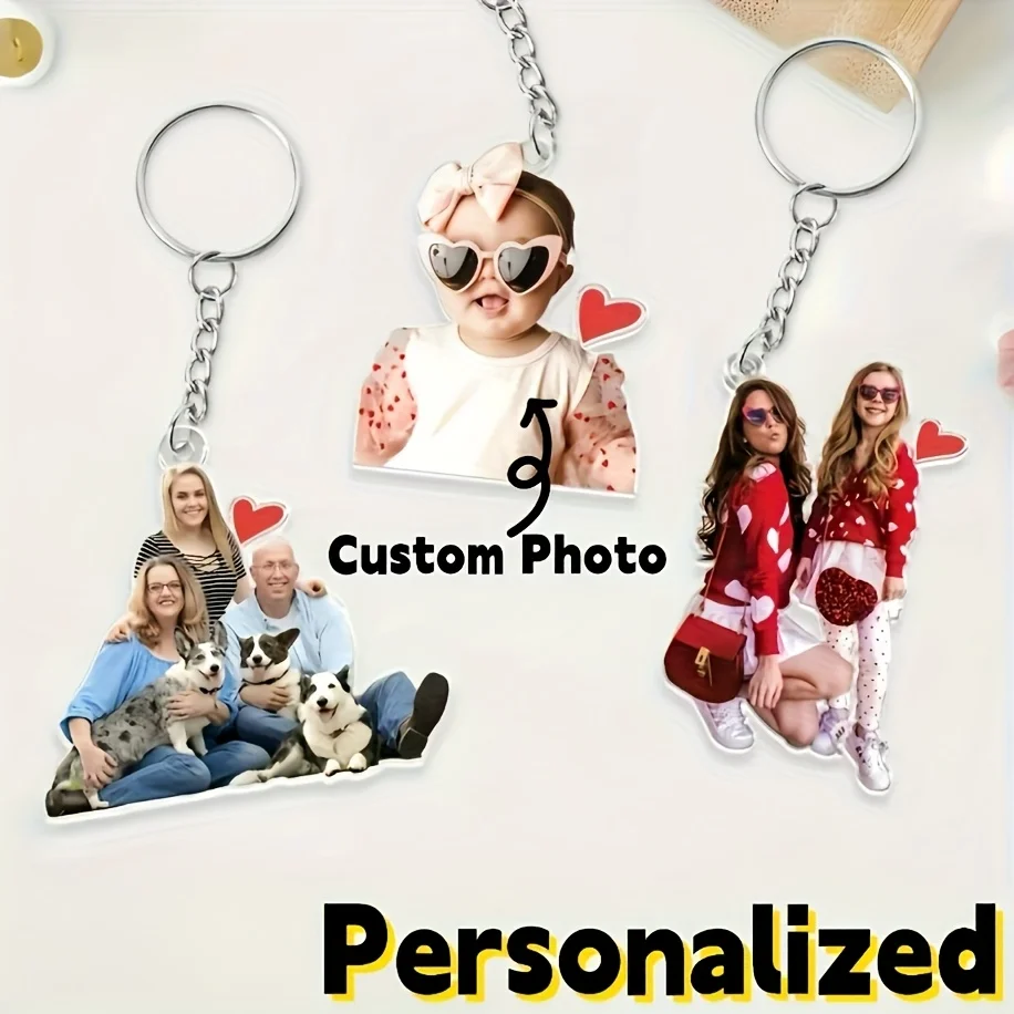 Personalized Customization, 1pc Custom Acrylic Photo Keychain Personalized Car Interior Pendant, Double-Sided Effect, Perfect Gi