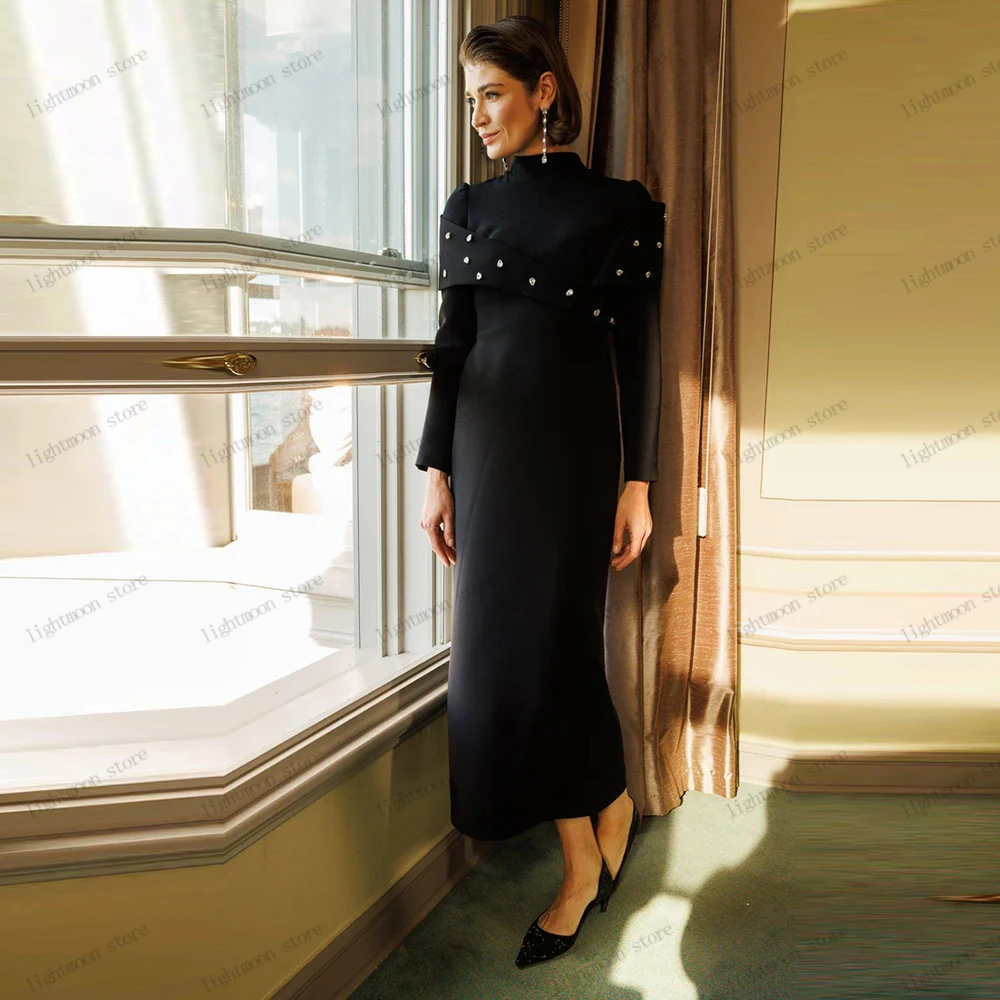 

Elegant Evening Dress Charming Prom Dress Beading Appliques Full Sleeves Robes High Neck Formal Vestidos De Gala Customized 2025