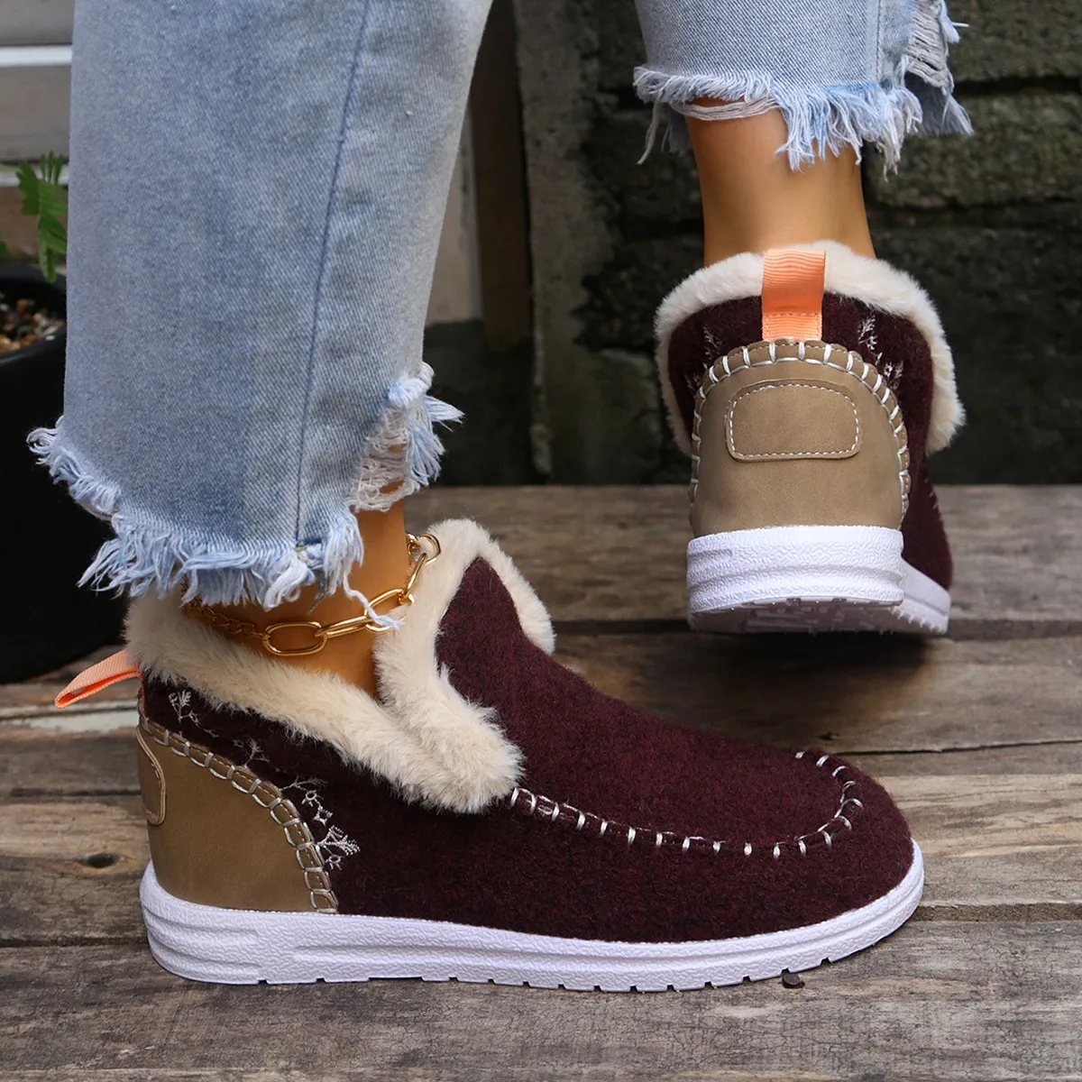 Snow Boots Ankle Women Comfortable Furry Boots Fashion Plus Size Flat Shoes Leisure Offer Barefoot