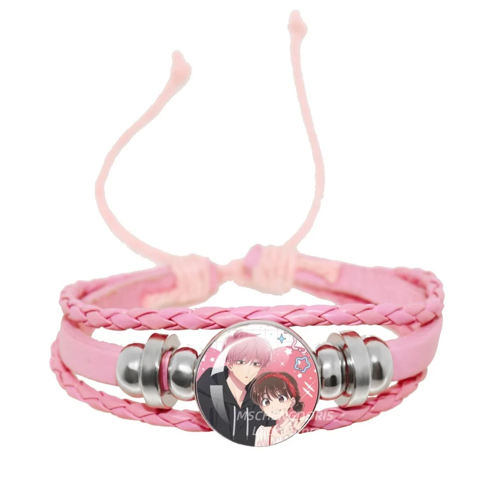 Anime Tamon-kun Ima Docchi Pink Bracelet Fukuhara Tamon Glass Cabochon Pendant Cartoon Bracelet Jewelry  Anime Fans Gift