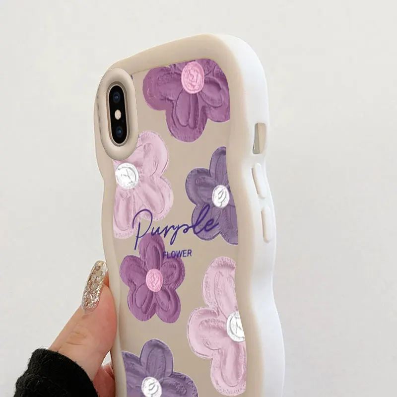 Flower Fashion  Macalong Phone Case for iPhone 7 8 PLUS SE 2020 2022 X XS MAX Soft Cover Wavy edged Shockproof Coque Girl Shell