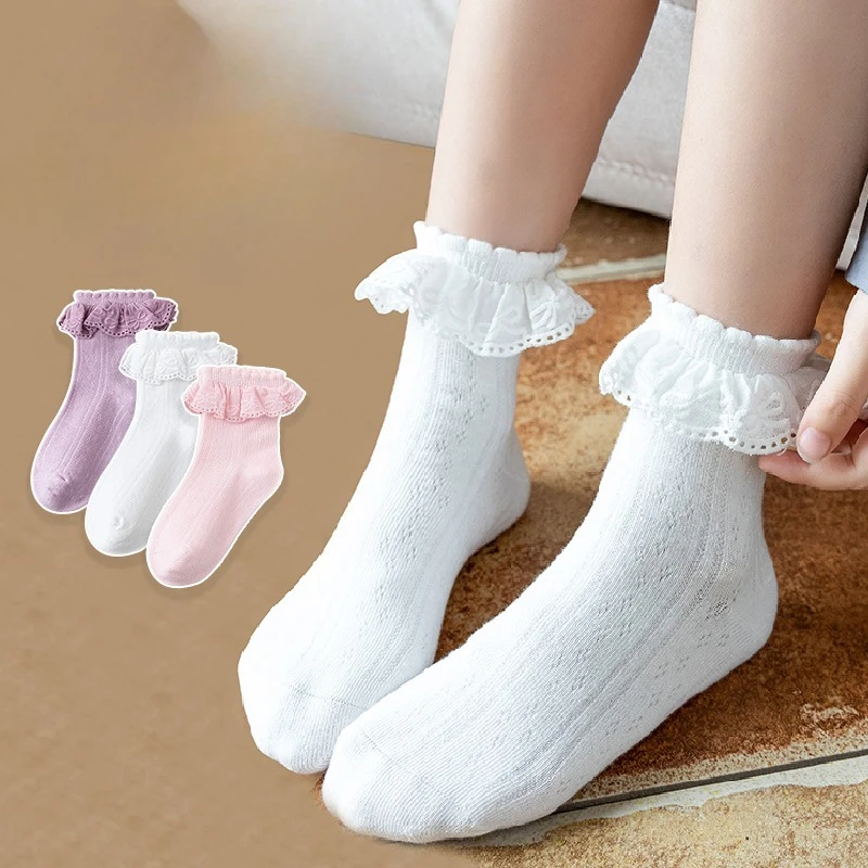 Baby Girls Sweet Cute Princess Socks Lace Ruffle Socks for Baby Spring Autumn Cotton Frilly Dance Toddler Short Ankle Stockings