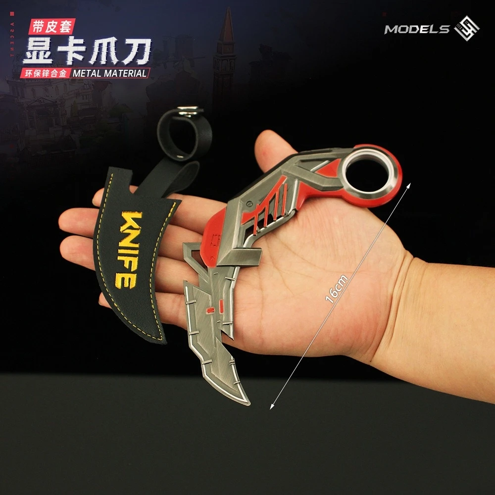 أجهزة الأجهزة الطرفية للعبة Valorant مقاس 16 سم، نموذج RGX 11z Pro Karambit، ألعاب سكاكين التدريب المصنوعة من خليط معدني، هدايا حرفية، مع حافظة جلدية غير حادة #4