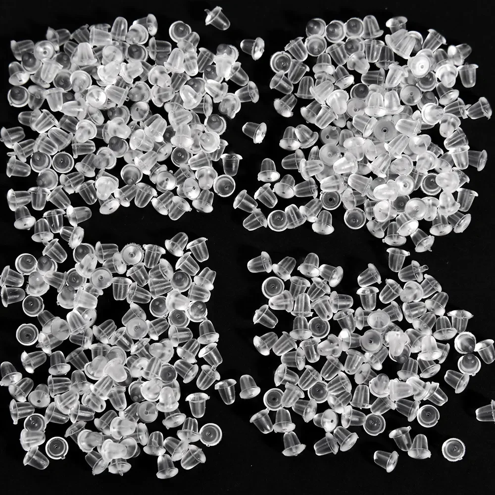 500/2000Pcs Transparent Silicone Rubber Earring Clasp Ear Nut Plugging Earring Back DIY Earstud Findings Jewelry Accessories