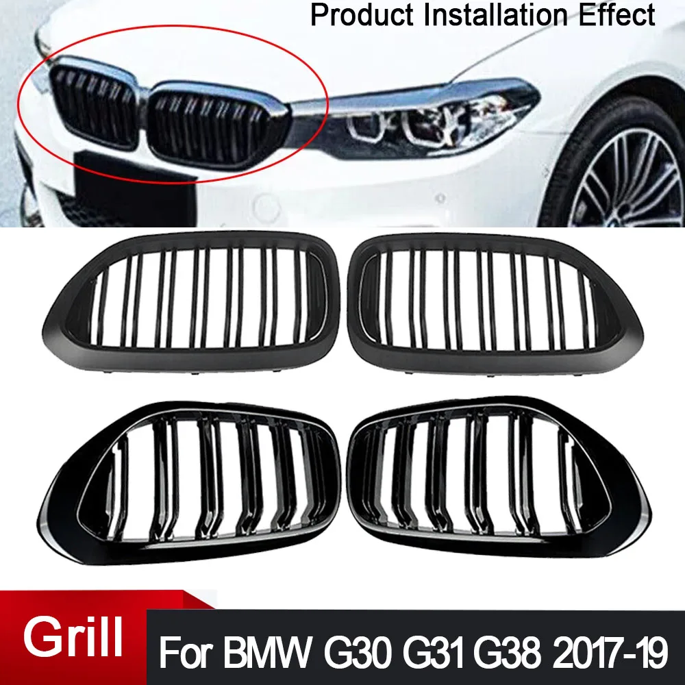 

Front Bumper Grille Gloss Black Racing Grilles Double Slat Hood Grille For BMW G30 G31 530i 540i 550i M5 2017 2018 2019 2020