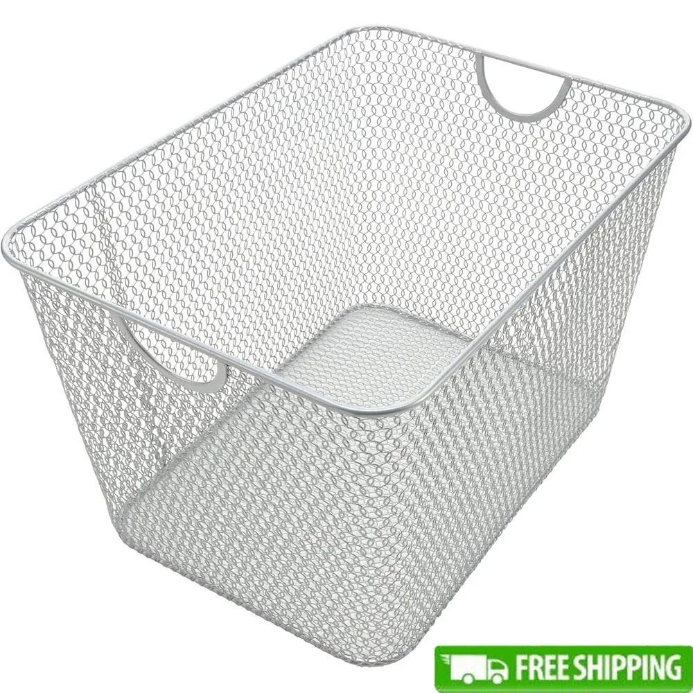 

Multipurpose Steel Wire Storage Basket Kitchen Pantry Organization Durable Mesh Bin with Handles Easy Access and Visibility