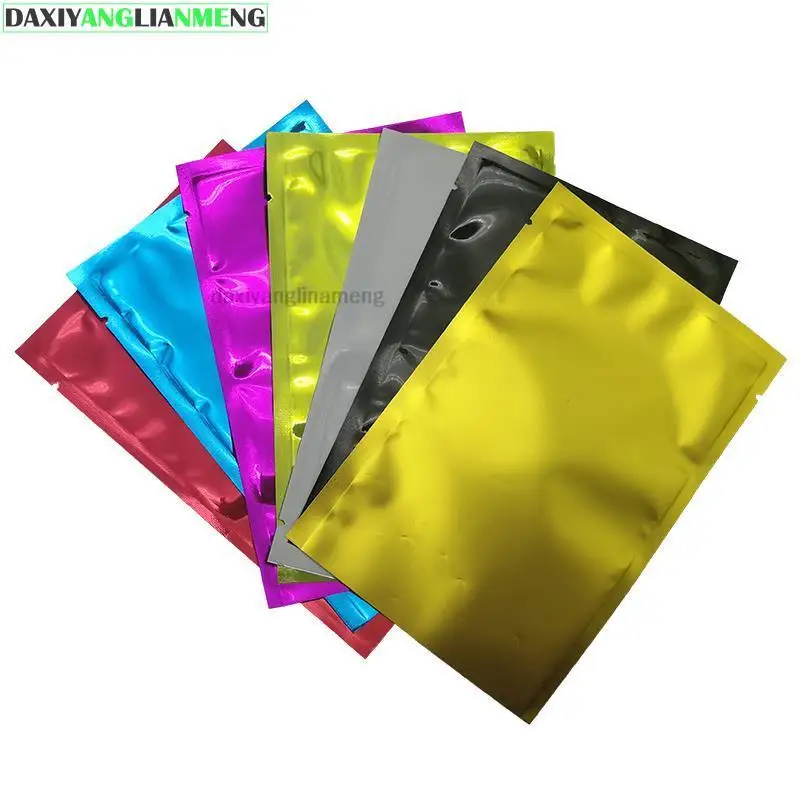 200pcs/lot 6x9cm/7x10cm/8x12cm Small Colors Vacuum Bags Open Top Food Packaging Heat Seal Aluminum Foil Plain Pocket Pouches