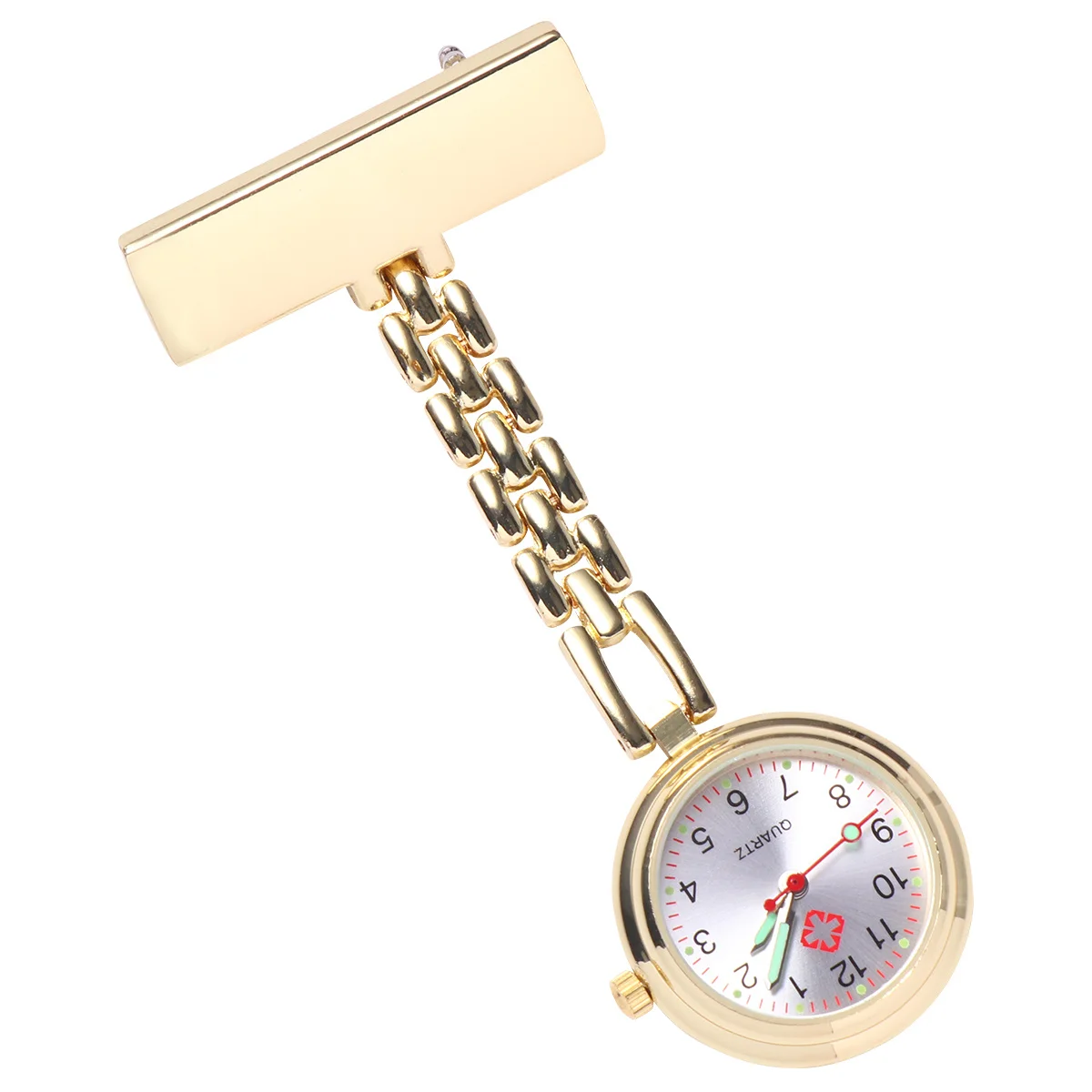 

Luminous Zinc Alloy Pocket Watch Simple Design Exquisite Detail Easy Read At Night Golden Nurse Safety Pin Doctor Decor
