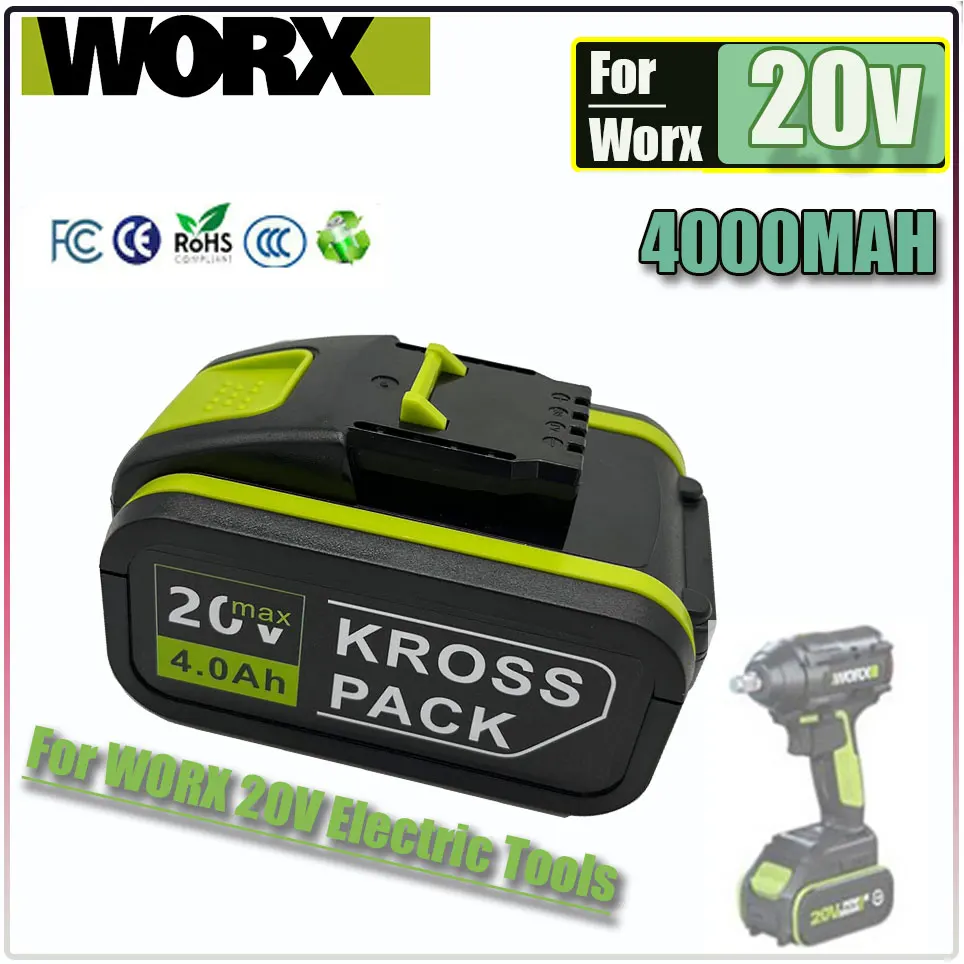 

4000mAh For Worx 20V Battery Li-ion Battery WA3553 WA3551 WA3551 WA3572 WA3553 WX390 WA3551 WX176 WX178 WU268 Drill Battery