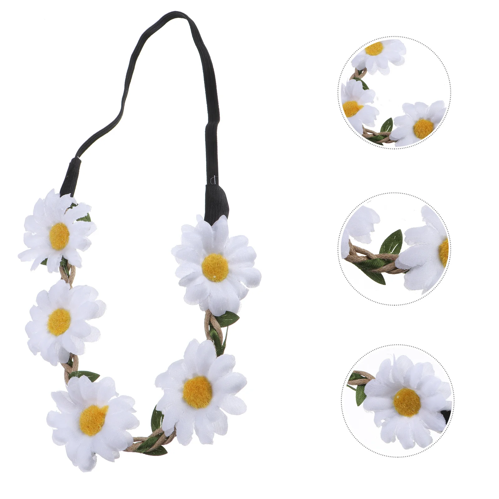 

2Pcs White Daisy Hair Band Wedding Bridal Headband Artificial Flower Hair Accessories Women Head Hoop Unique Charm