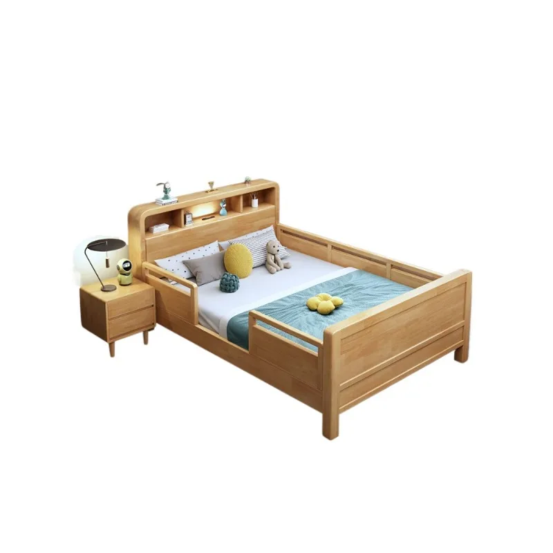 

Children's solid wood bed with guardrail Student single 1.2 meters Children's 1.5 splicing Girl 1.35 small apartment