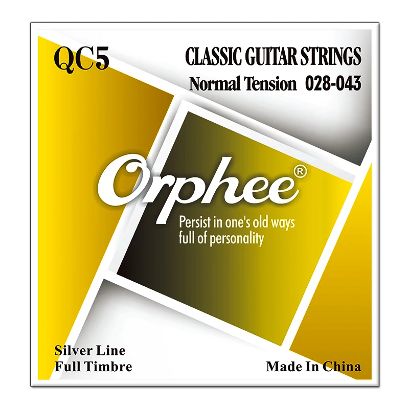 

6pcs/1set Orphee Clear Nylon Silver Plated Classical Guitar Strings Normal Tension (028-043) Silver Line Full Timbre QC5 Series