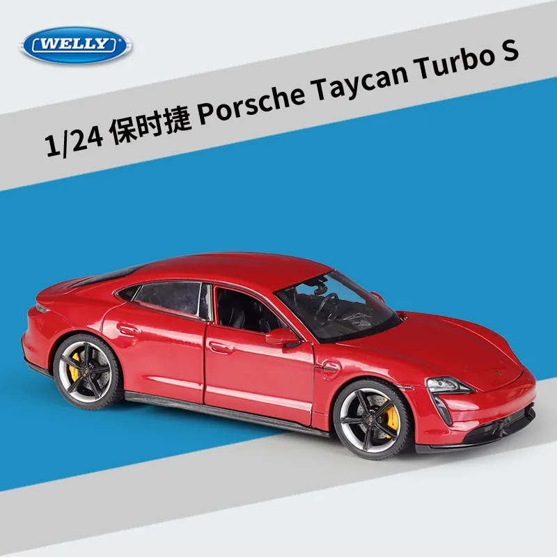 1: 24 Porsche Taycan Turbo S Simulatie Legering Automodel Eindproduct Speelgoed Scène Bijpassende Display Ornament Jongen Verjaardagscadeau