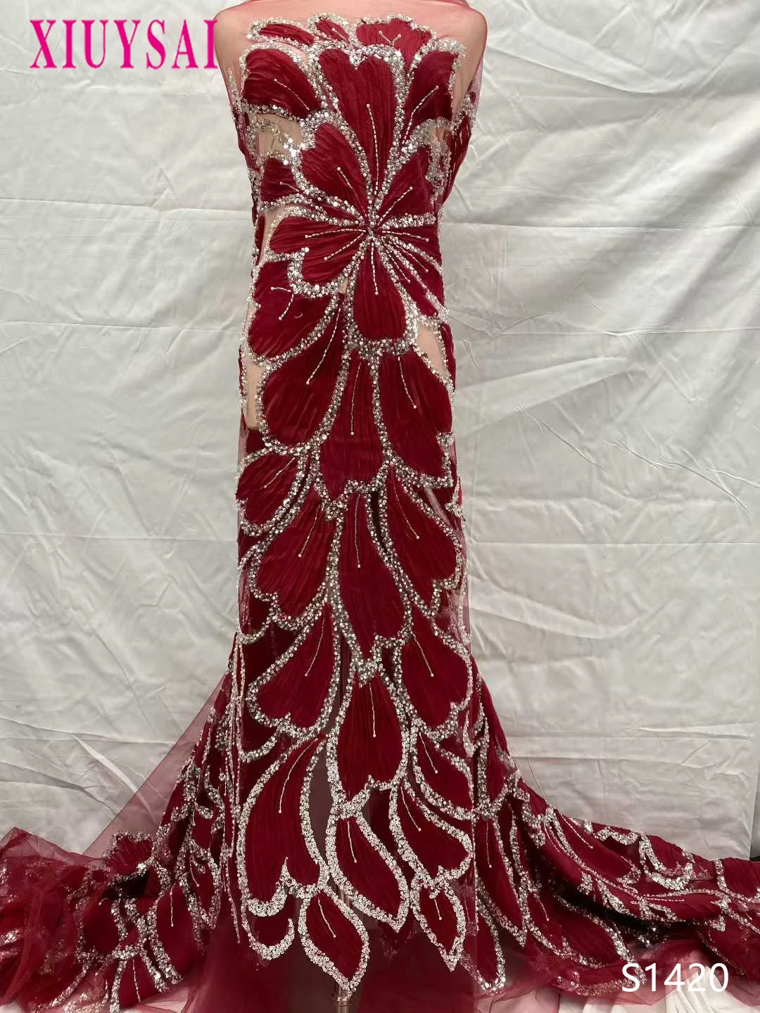 

Новая кружевная ткань из африканского гипюрового шнура с блестками, 2025, высококачественная нигерийская водорастворимая кружевная ткань для праздничного платья