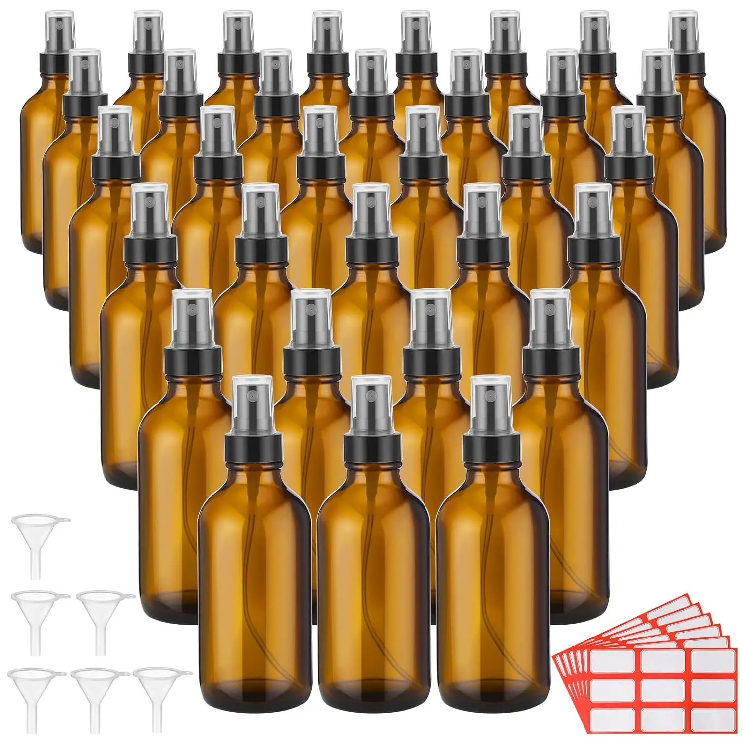 Botella de Vidrio Ámbar Recargable de 1 ml con Atomizador para Perfume y Aceite Esencial, 1 Unidad, 5 ml-100 ml con Atomizador
