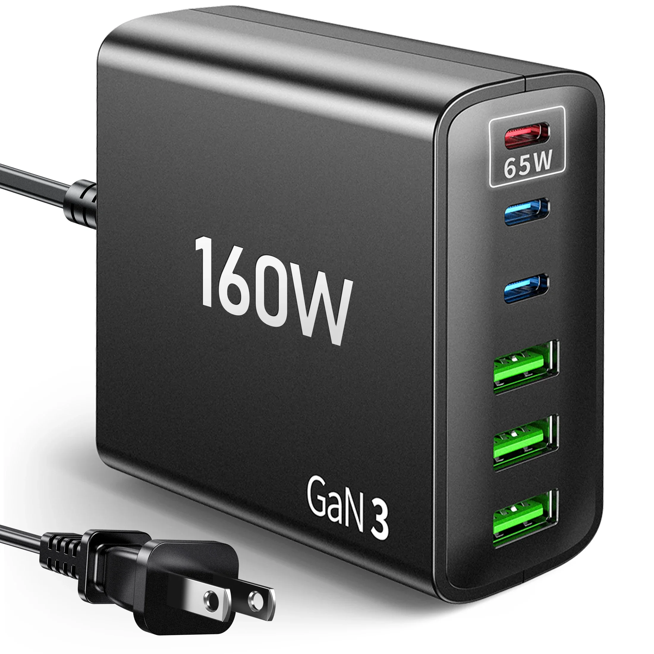 

6-портовое быстрое зарядное устройство USB мощностью 160 Вт: зарядное устройство GaN для всех серий iPad iPhone, серий Samsung Galaxy, Android, MacBook Air Pro