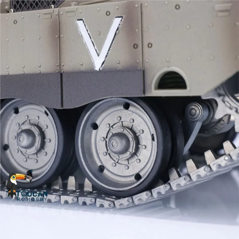 1/16 Heng Long 3958 RC tanques de batalla IDF Merkava MK IV TK 7,1 360 ° Modelo de luz de puntería láser infrarrojo con chasis totalmente metálico girado