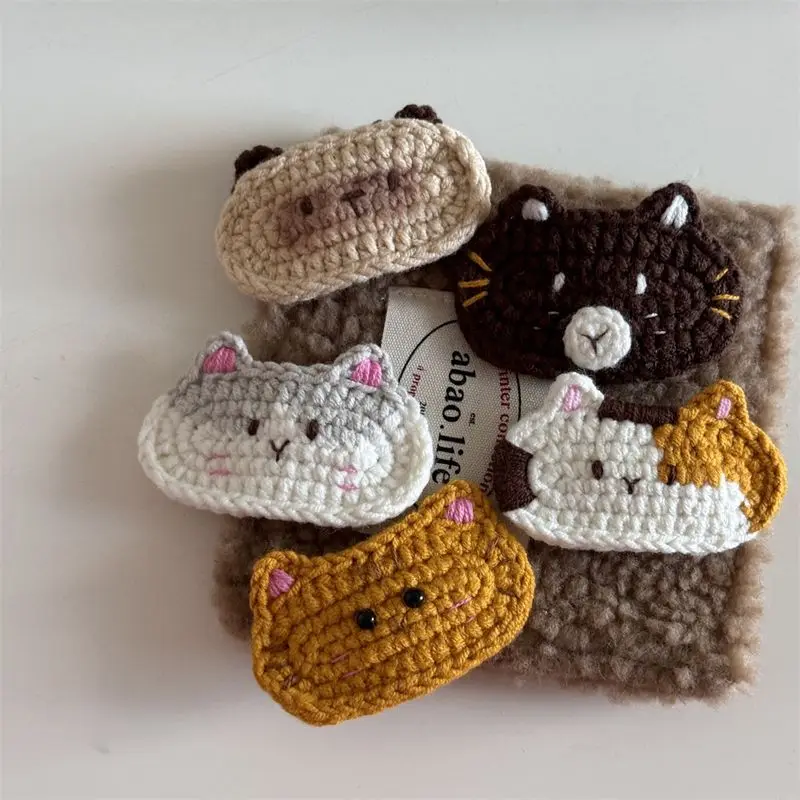 Gestrickte Häkel-Haarspange, niedlicher Cartoon-Hund, Kätzchen, Pony-Clip, Rand-Clip, Kinder-Haar-Accessoire, neues Kopf-Accessoire, modisch – Detail 4
