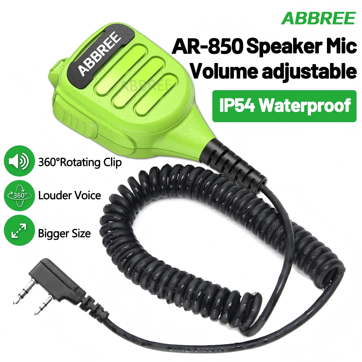 ABBREE AR-850 Walkie-Talkie-Lautsprechermikrofon Dual PTT IP54 Wasserdicht für BAOFENG UV32 UV-21PRO BF-888S AR-152 UV-5R Amateurfunk