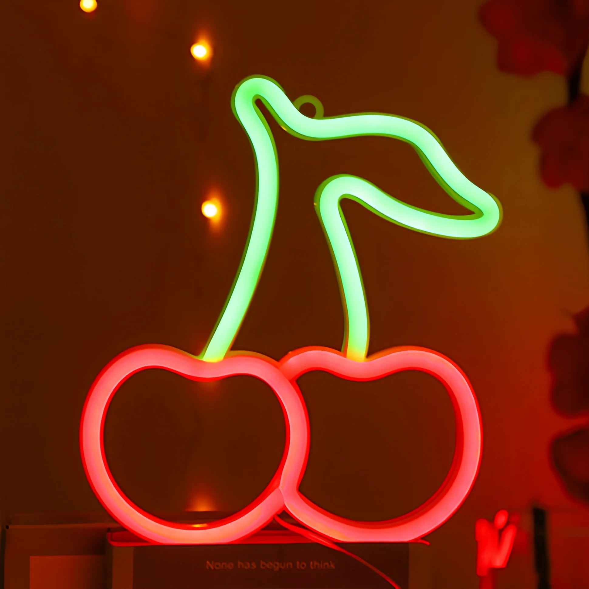 Cute cherry neon LED logo, USB or battery powered restaurant bedroom, wedding, birthday party, game room decorative art lights