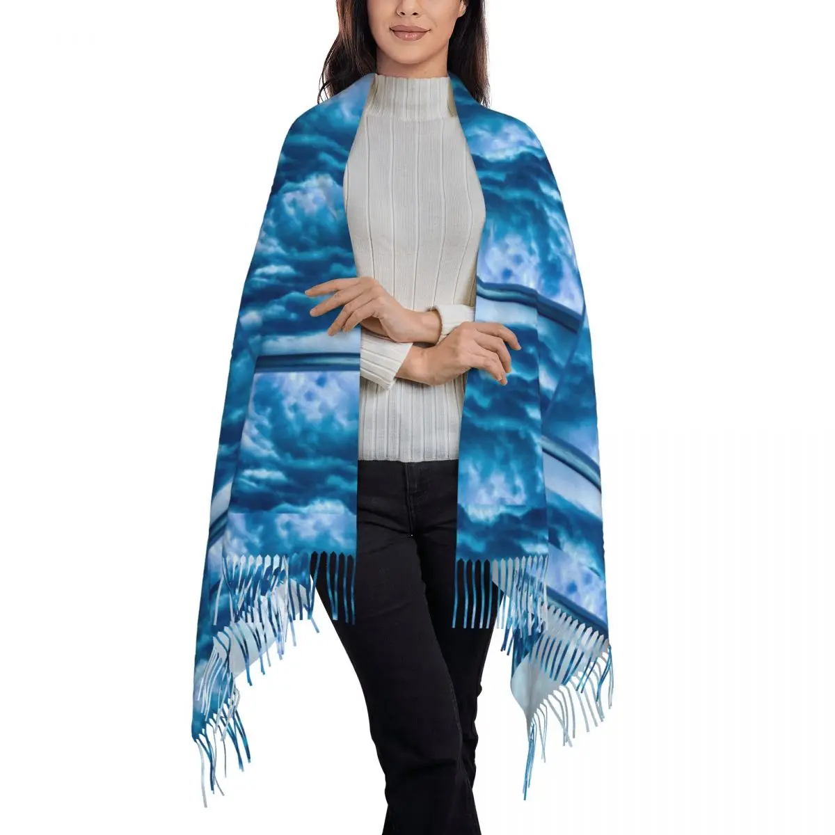 Sky Pattern Scarf Tassel Scarves for Women Soft Warm Shawls and Wraps Long Fall Winter Shawl Wrap