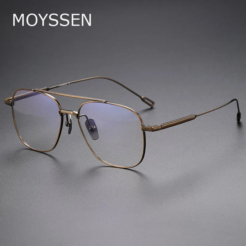 

Business Men Handmade Classic Aviator Big Large Square Pure Titanium Eyeglasses Frame Can Customize Myopia Reading Prescription