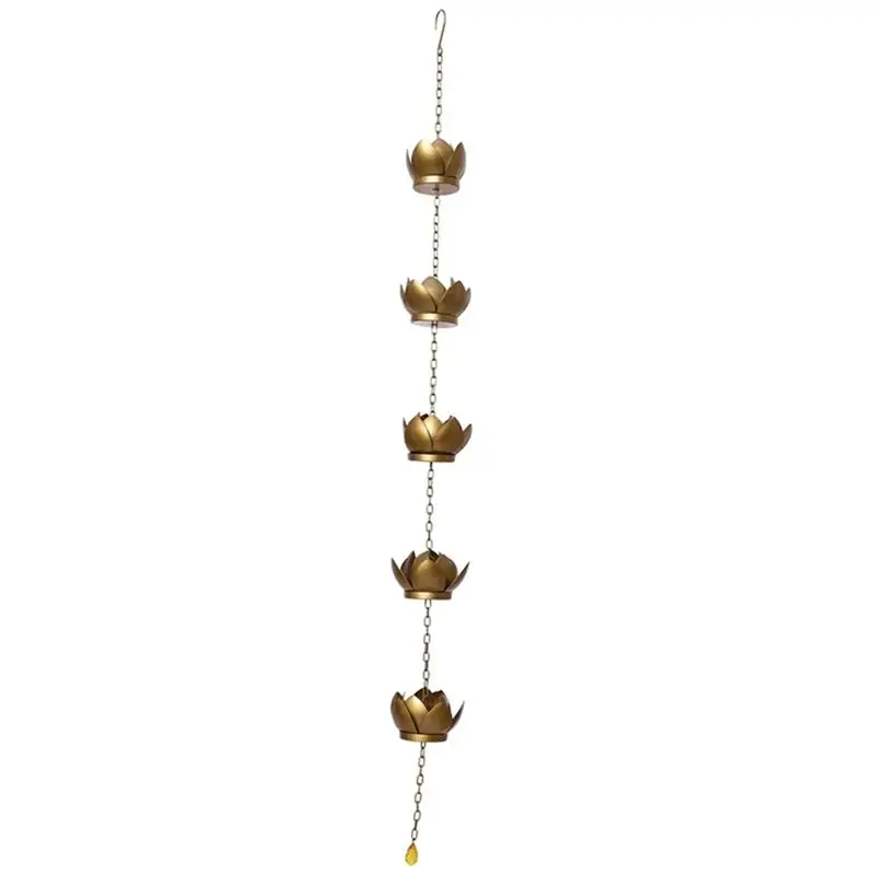 A33Z-Rain Chains - Lotus Rain Chain Set, Powder Coated Rust-Resistant Rainchains, Includes Rain Chain Gutter Adapter