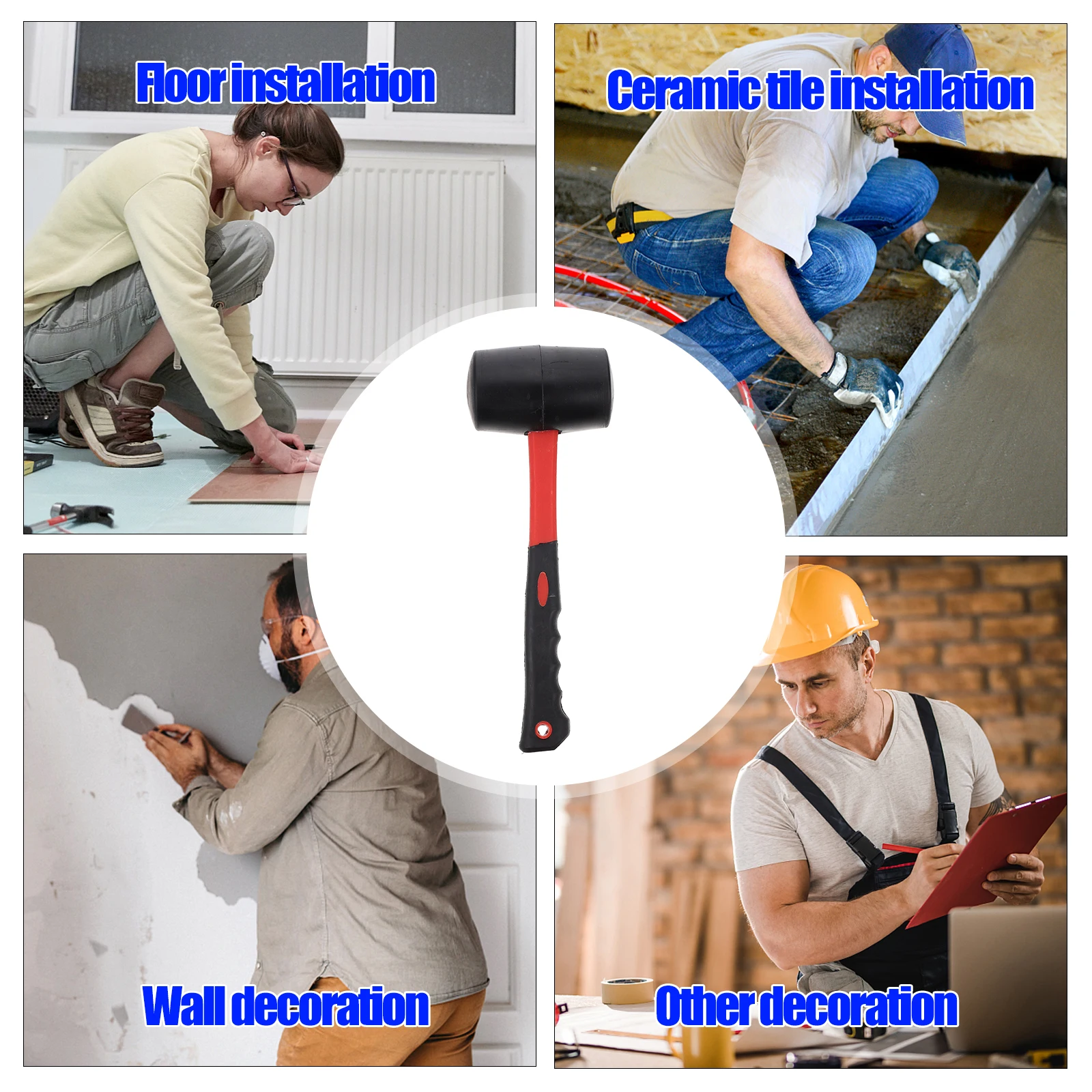 

Fiber Handle Hammer Tool for Floor Installation Heavy Jewelry Black Flooring Crafts Double-Faced