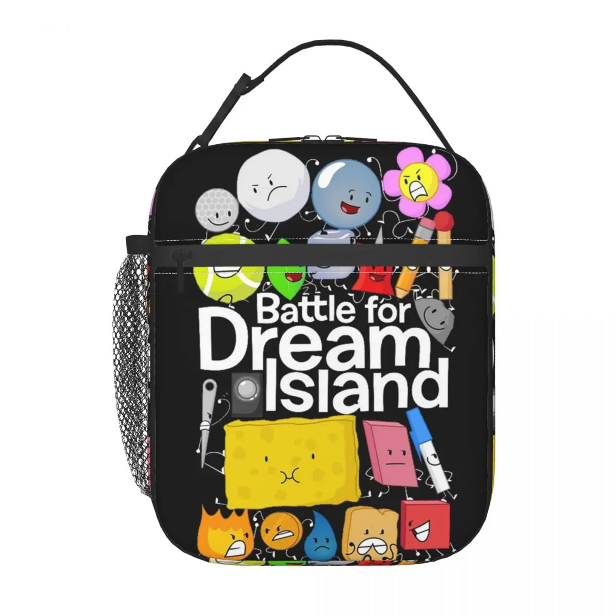 BFDI Poster Black Insulated Lunch Bag for Women Kids Portable Food Boxes Thermal Lunch Box Tote