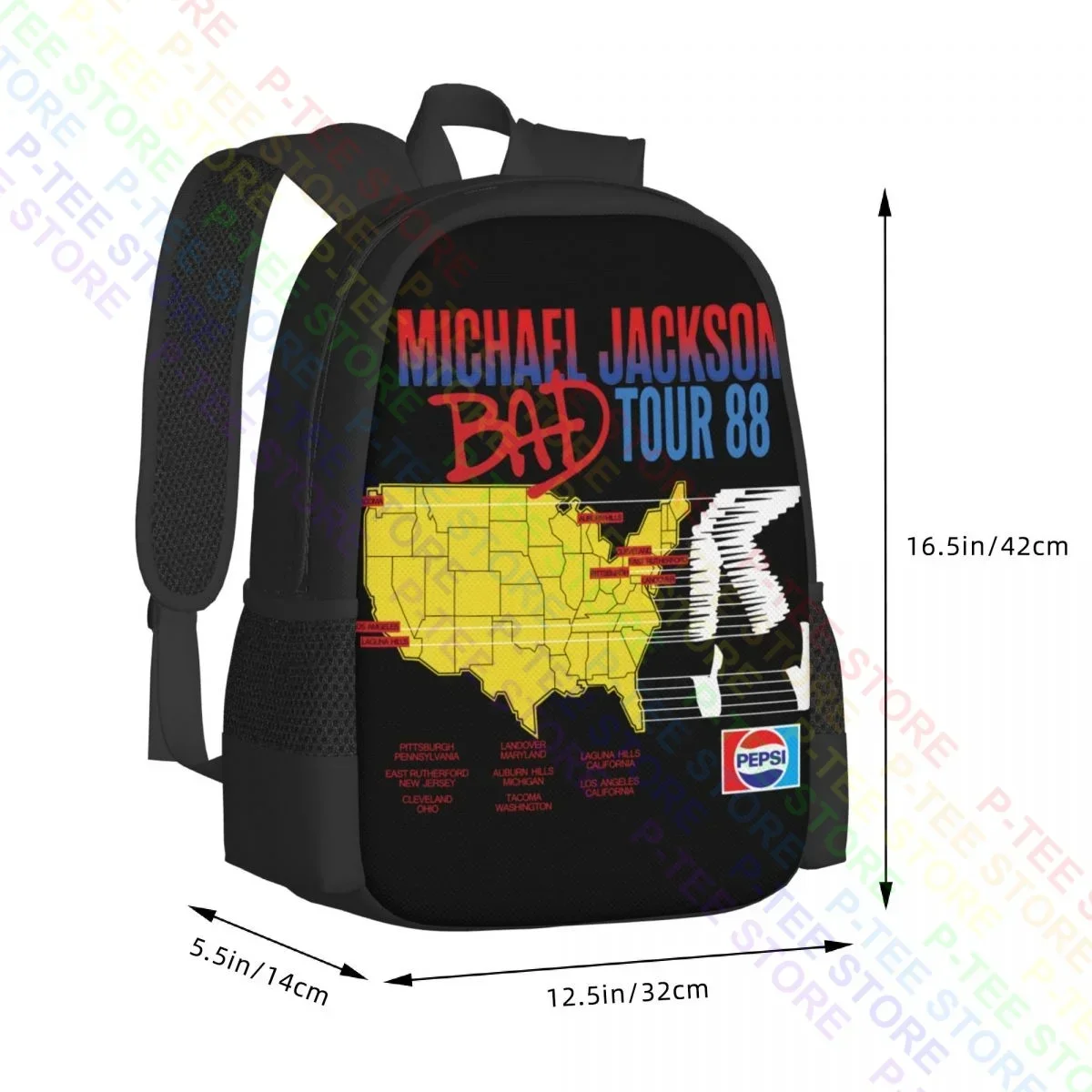 Michael Jackson Bad Tour 1988. P-1170Backpack Large Capacity Shoe