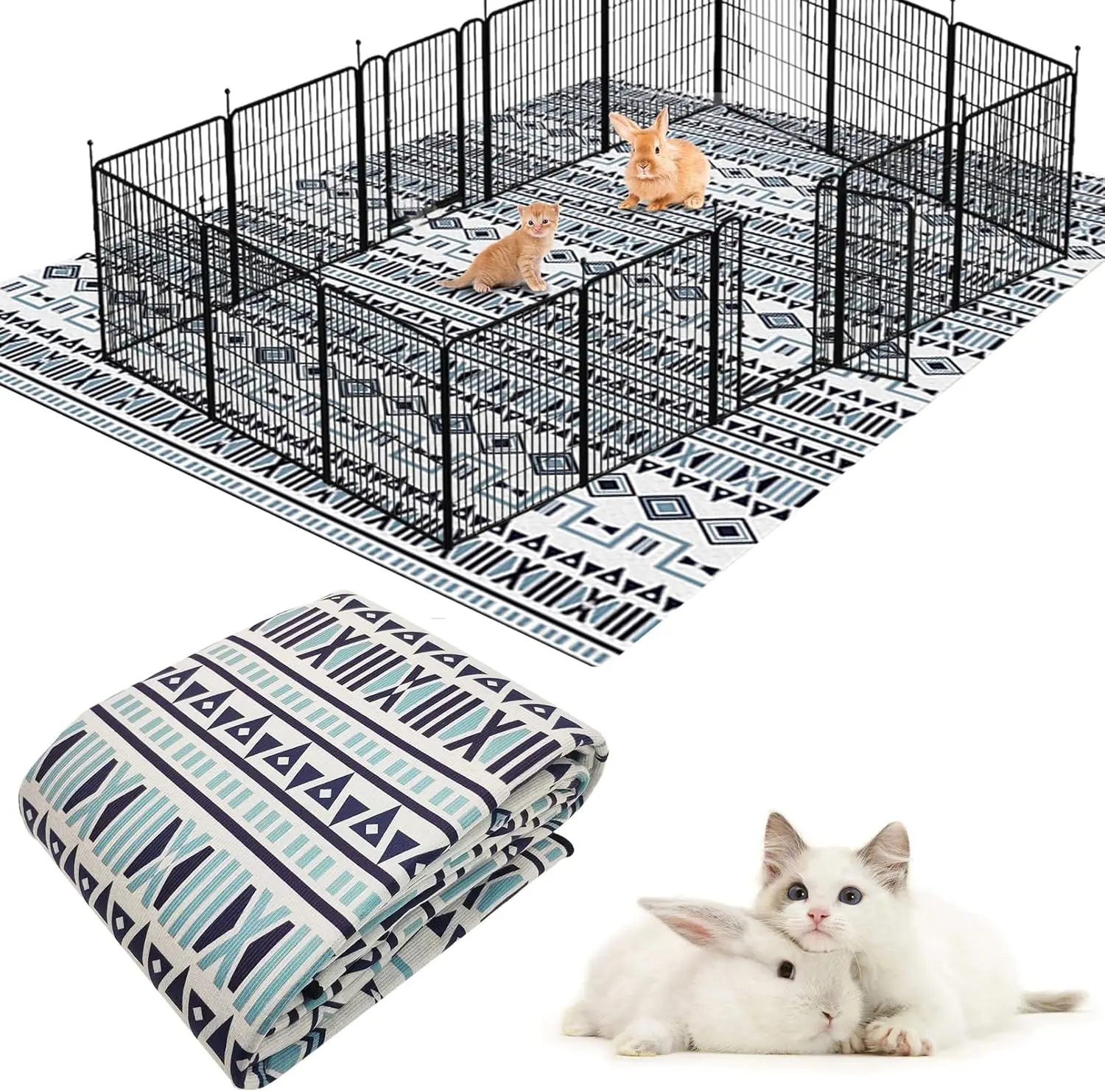 

Очень большой моющийся коврик для клетки для кроликов 91"x63", противоскользящий коврик для домашних животных для кроликов, кошек, собак