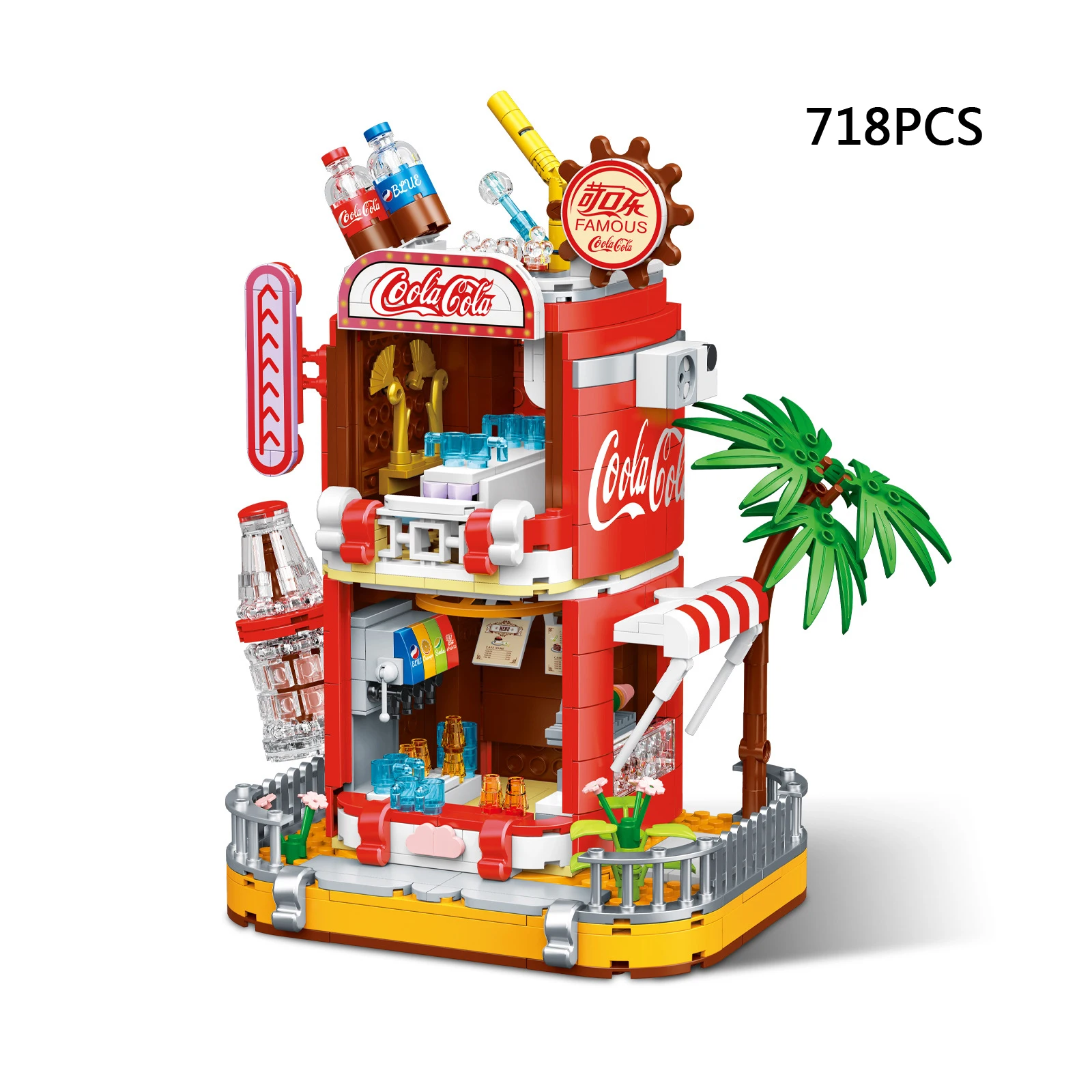 

Creative Streetscape Architecture Cola Drinking Shop Mini Block City Street View Construction Building Brick Toys For Kids Gifts