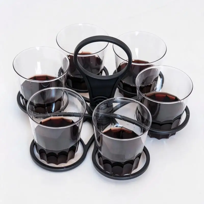 (BF06)1Pcs Collapsible Rotatable Portable Cup Holder - 6-Cup Plastic Carrier For Party Wine & Coffee Cups Creative Tote Rack