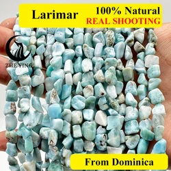 6-8mm Irregular Natural Genuine Larimar Stone Beads Loose Spacer Beads For DIY Jewelry Making Bracelet Necklace 15''