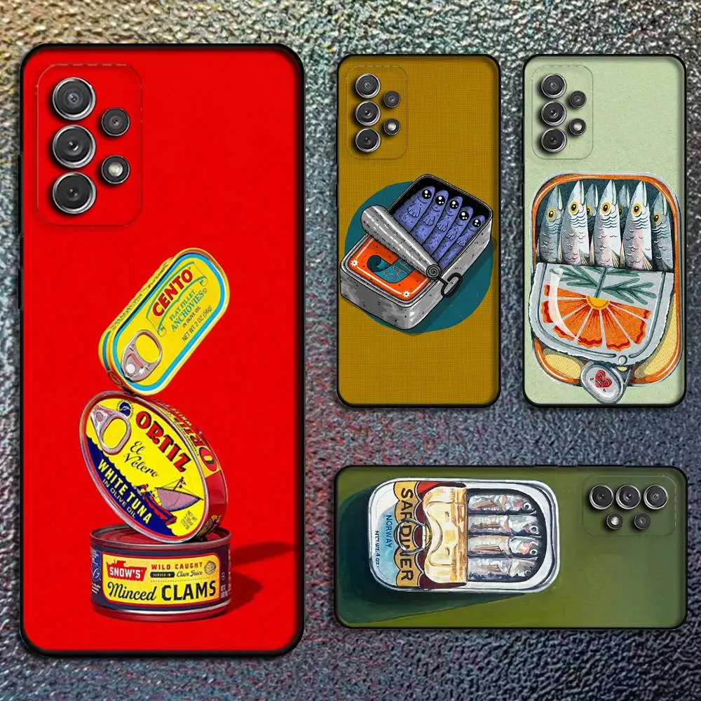 

Sardines F-Fish Art For Samsung S 25,24,23,22,30,21,10,9,Ultra,Plus,Lite,FE,4,5G Phone Case Black Soft Case