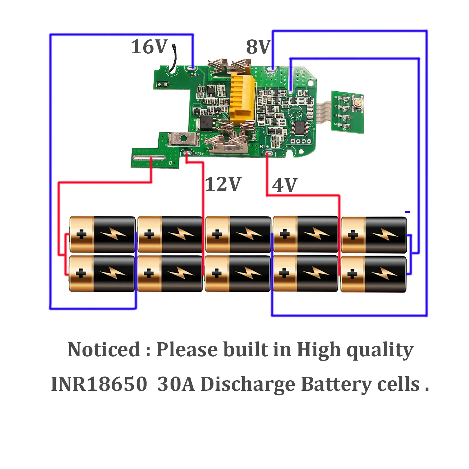 Makita 18V Battery Box, Bl1830 Battery Box, Convient pour Makita 18V DIY, 3.0Ah, 6.0Ah, 1860, 1850 Shell Box avec Bms Pcb Board Charging Protection Led Digital Bl1840