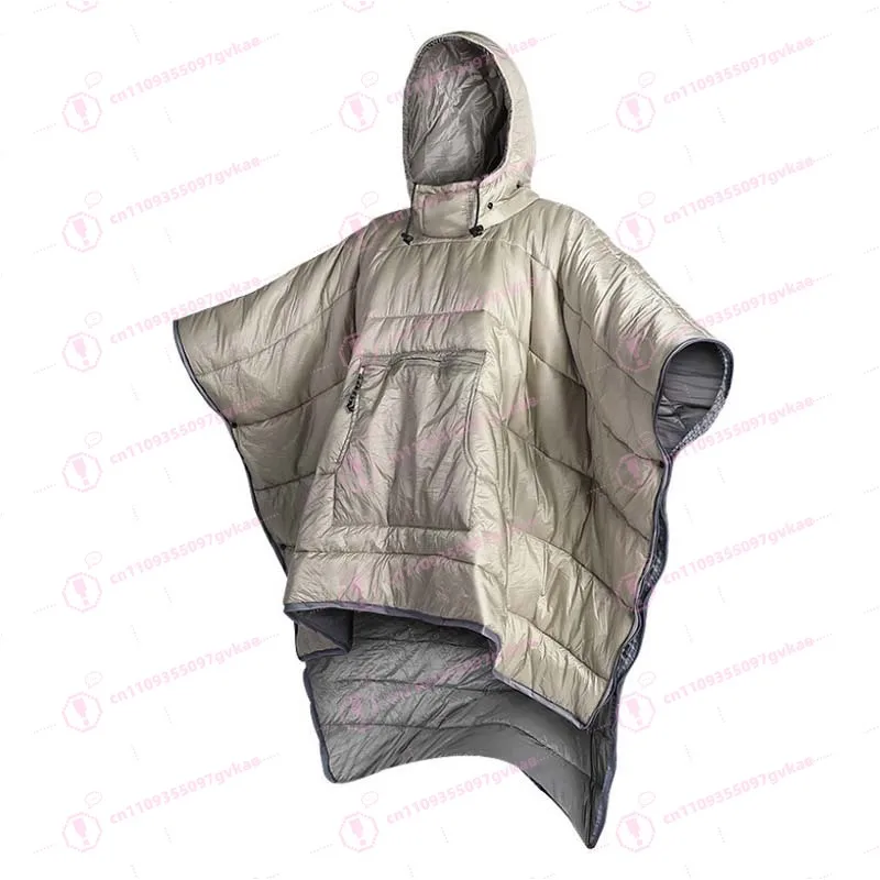 Outdoor Camping Cloak Sleeping Bag Wearable Warm Cape Shawl Blanket Windproof Cold Resistant for Hiking Picnic