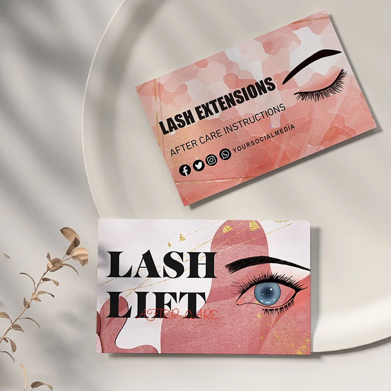 DsgnTouch Customized Lash Aftercare Card Printing High Quality Free Design Eyelash Extension Instruction Card For Beauty Salon