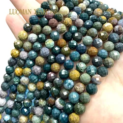 8MM AAA Natural Faceted India Agate Stone Loose Round Gemstone Spacer Beads for Jewelry Making DIY Bracelet Accessories