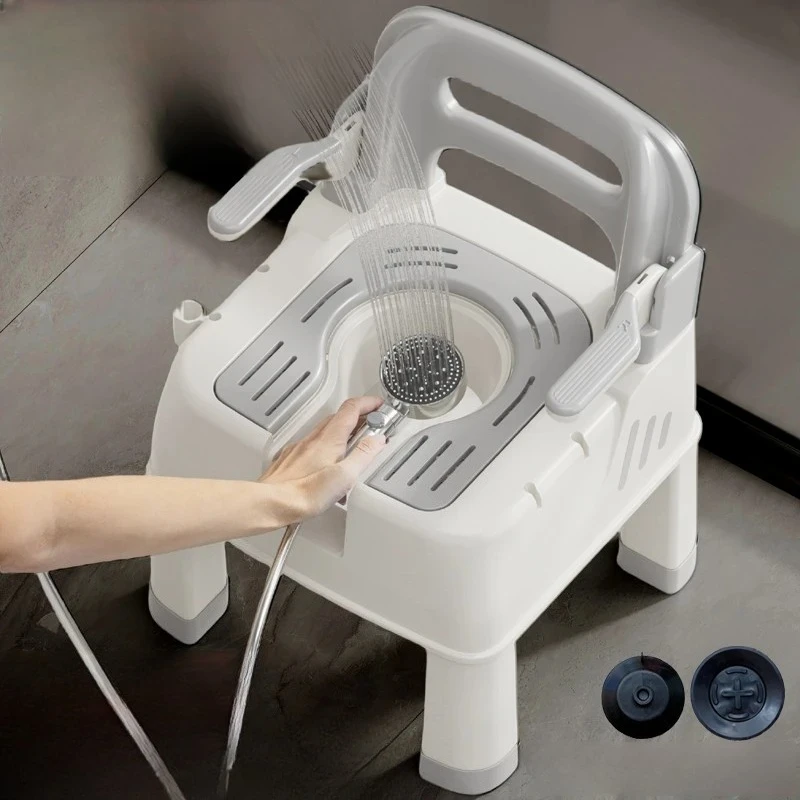 

‌Anti-Slip Shower Chair for Elderly & Pregnancy - Folding Bathtub Stool w/ Backrest, Non-Slip Seat for Safe Bathing‌