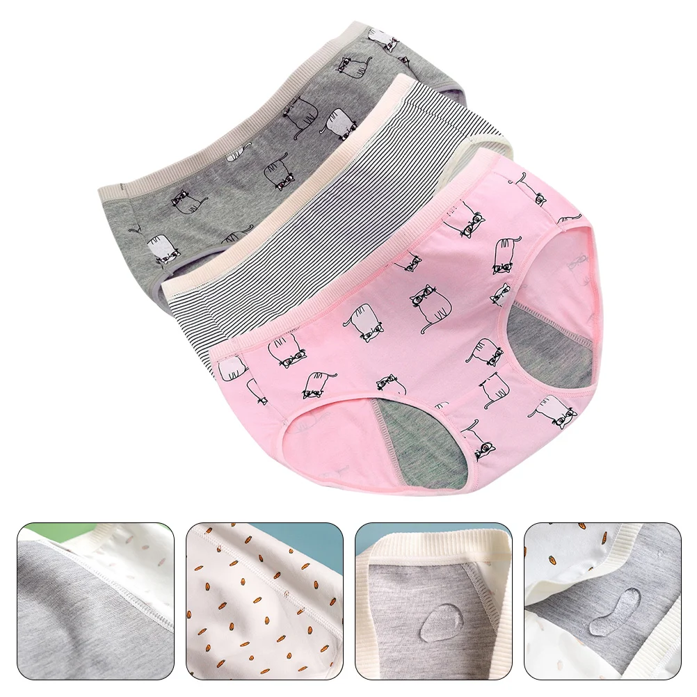 3 Pcs Menstrual Period Kids Panties for Girls Panty Children's Young Anti-leak Sanitary Pants Leakproof Broadened