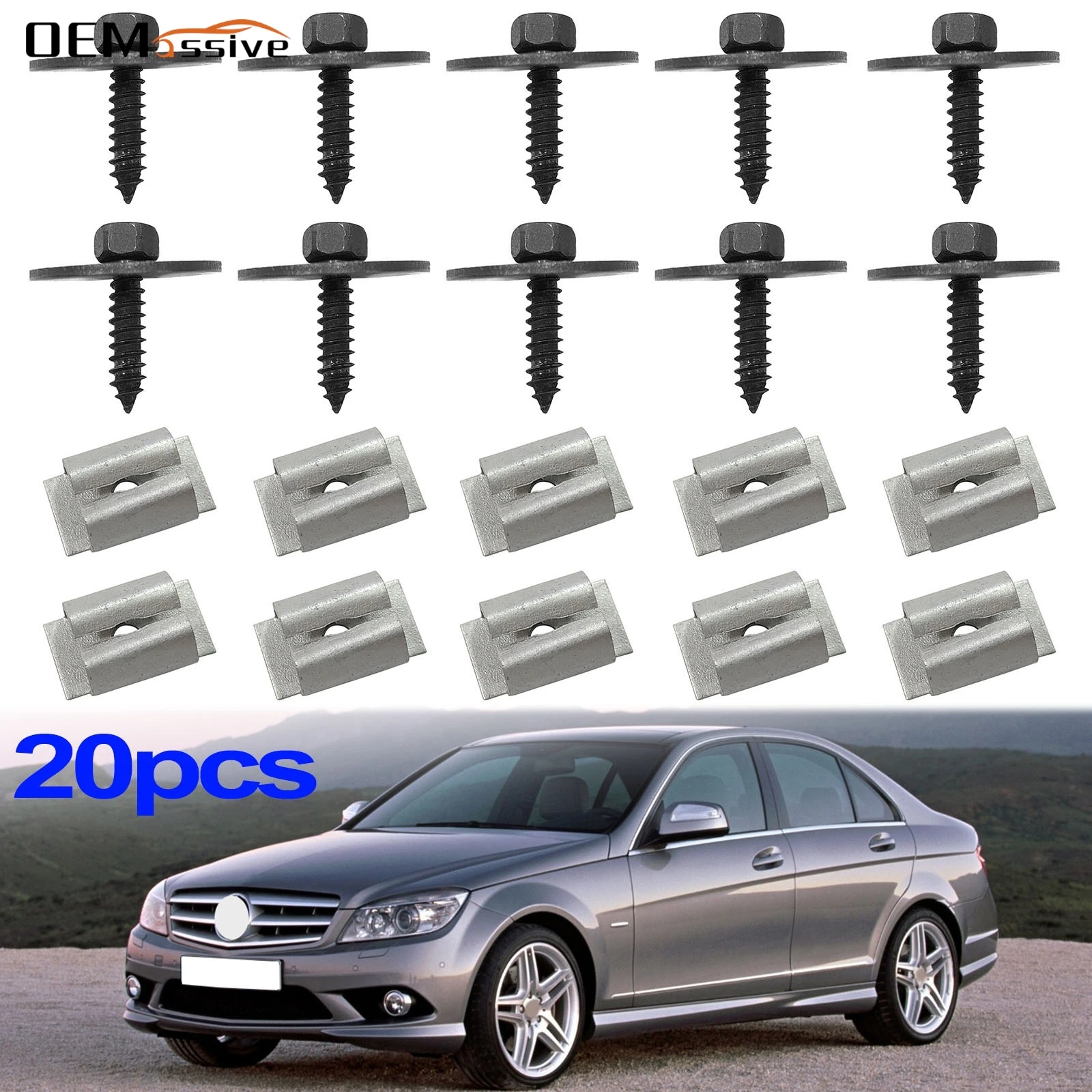 20X For MERCEDES W202 W203 W204 C E S SL SLK  Undertray Undercar Engine Cover Splash Sheild Screw Bolt Nut 2019900536 0019949845